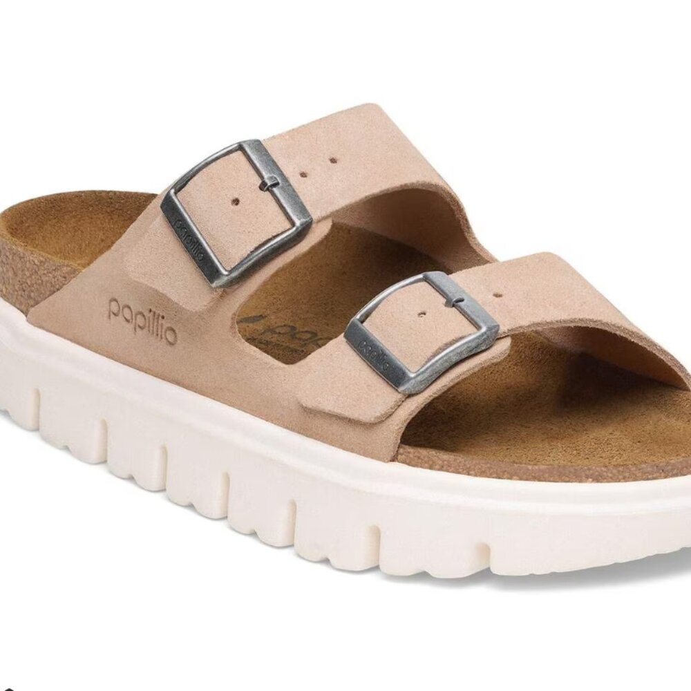 Birkenstock Arizona Chunky Suede Leather Sandals Warm Sand Like New! SIZE EU 39